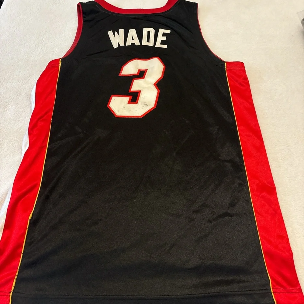 Dwayne Wade Miami Heat Jersey Authentic Adidas NBA Men’s Medium Black And Red - Picture 2 of 4